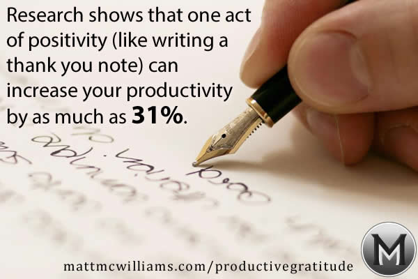 Thank you notes give you a 31% increase in productivity