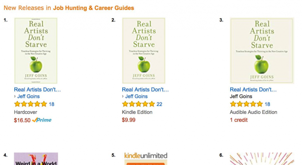 Jeff Goins Real Artists Don't Starve Amazon Ranking