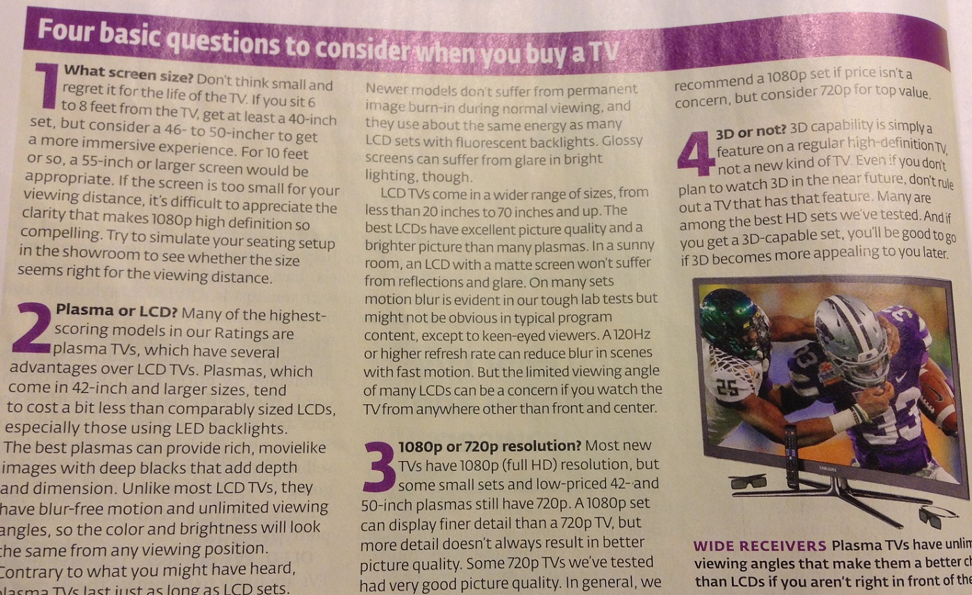 Consumer Reports Four basic questions to ask yourself before you buy a TV - from Consumer Reports