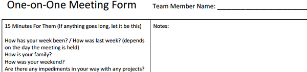 One On One Meeting Template