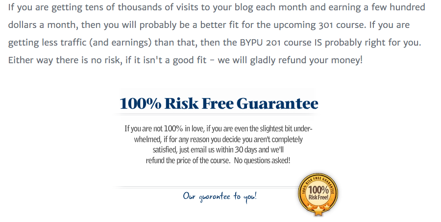 Blogging Your Passion University Guarantee