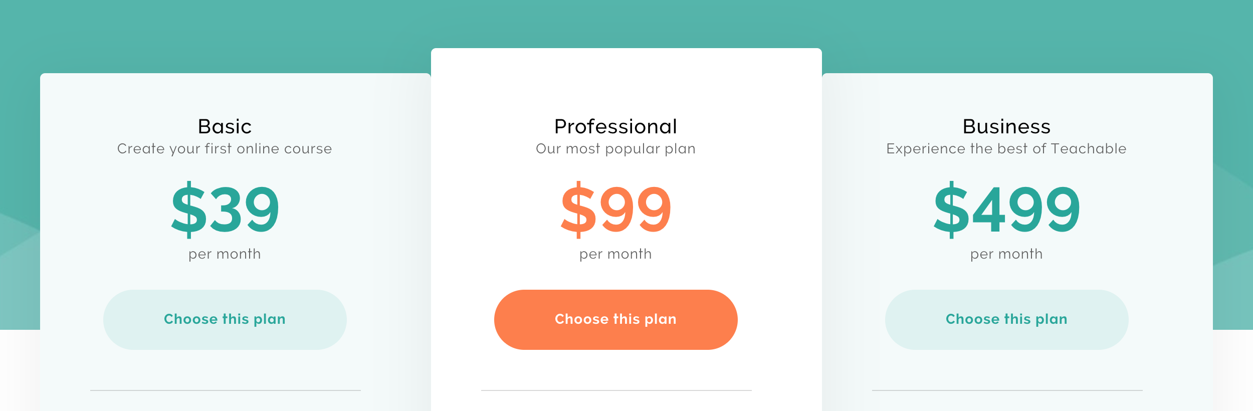 Teachable Pricing Table