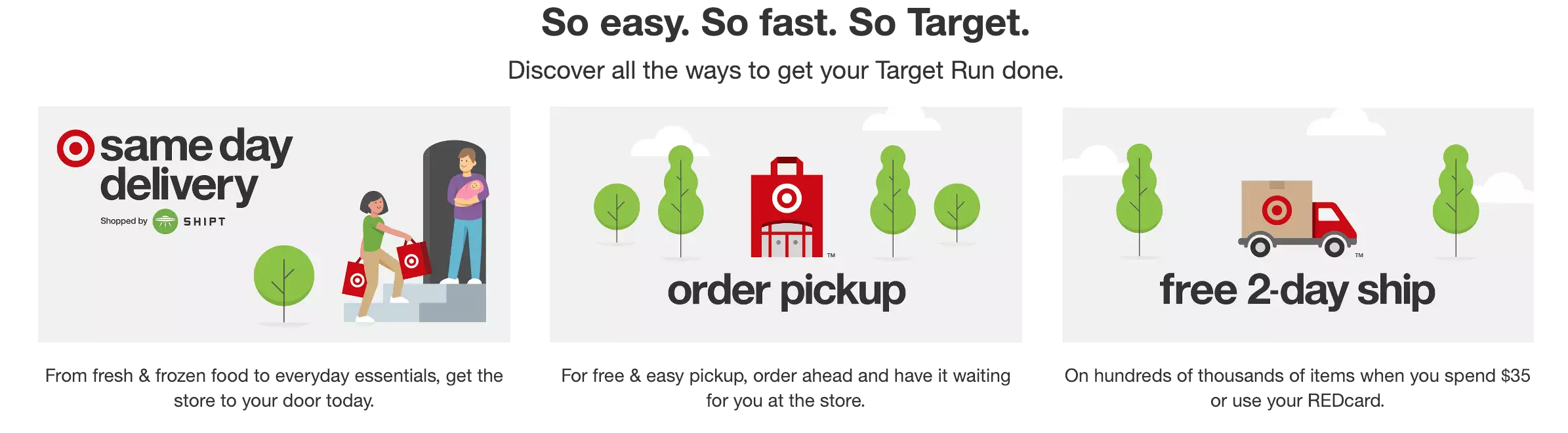 Target same day delivery pickup and two day shipping for low priced commodity items