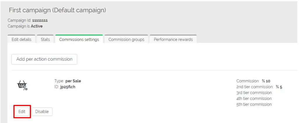Post Affiliate Pro commission settings