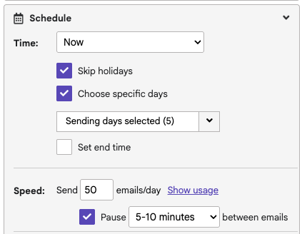 Gmass feature - scheduling and batching
