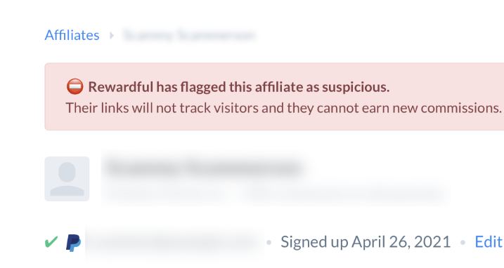 Fraue prevention features on Rewardful