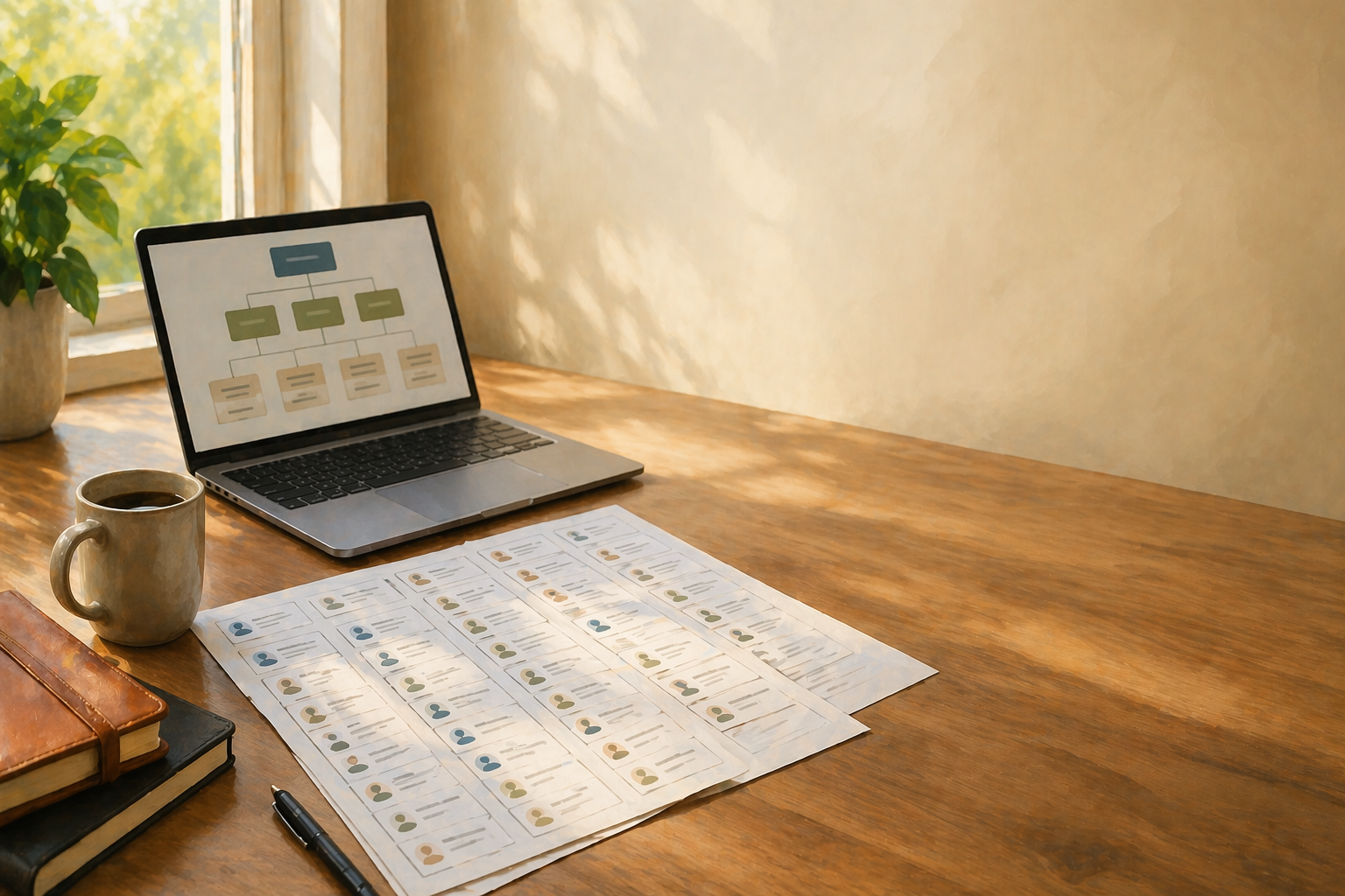 Small group of three people in an open meeting space, engaged in animated conversation, one gesturing toward the others