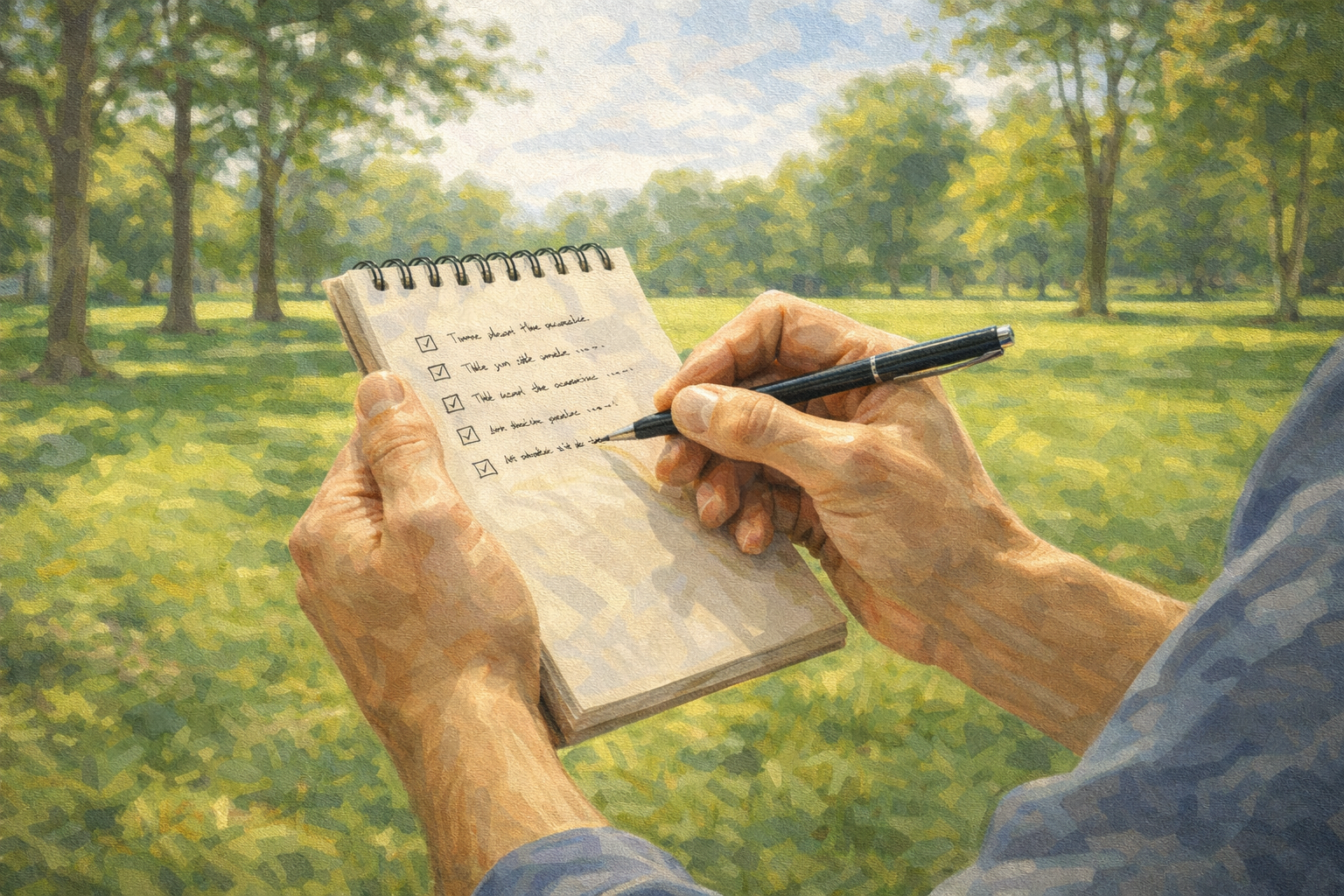 A person reviewing a calendar and sticky notes on a wall-mounted planning board in a bright workspace, organized and purposeful