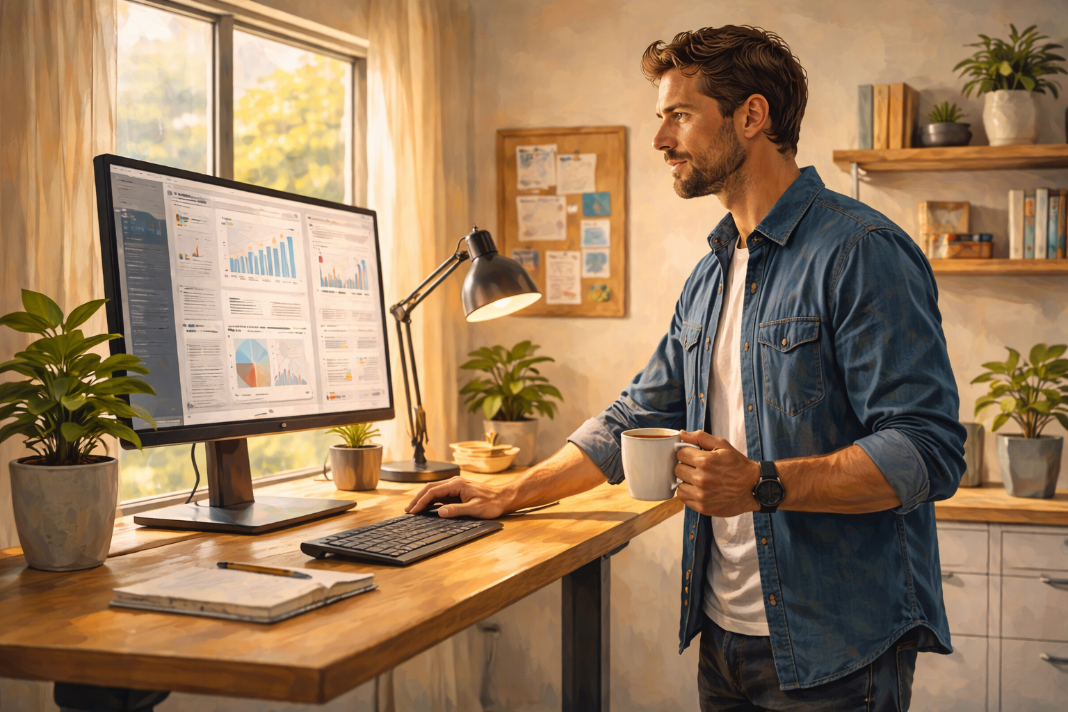 Business owner launching first affiliate program from home office