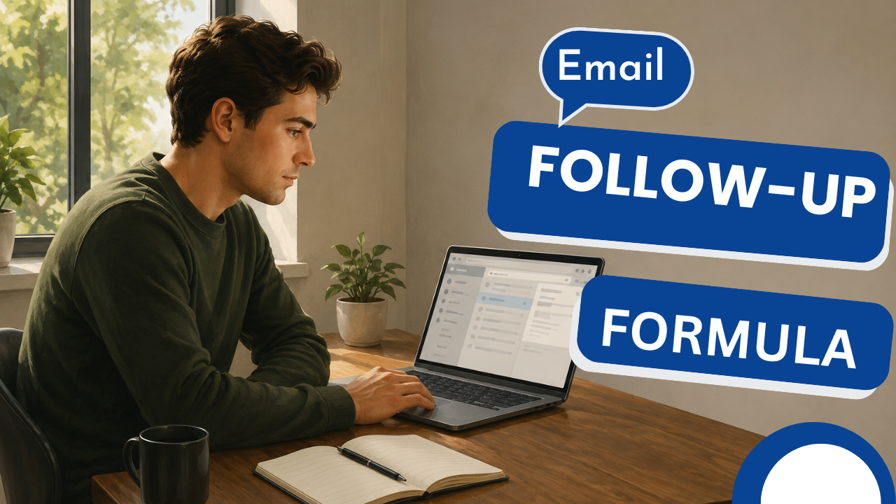 Affiliate marketer reviewing email sequence on laptop with open notebook beside them