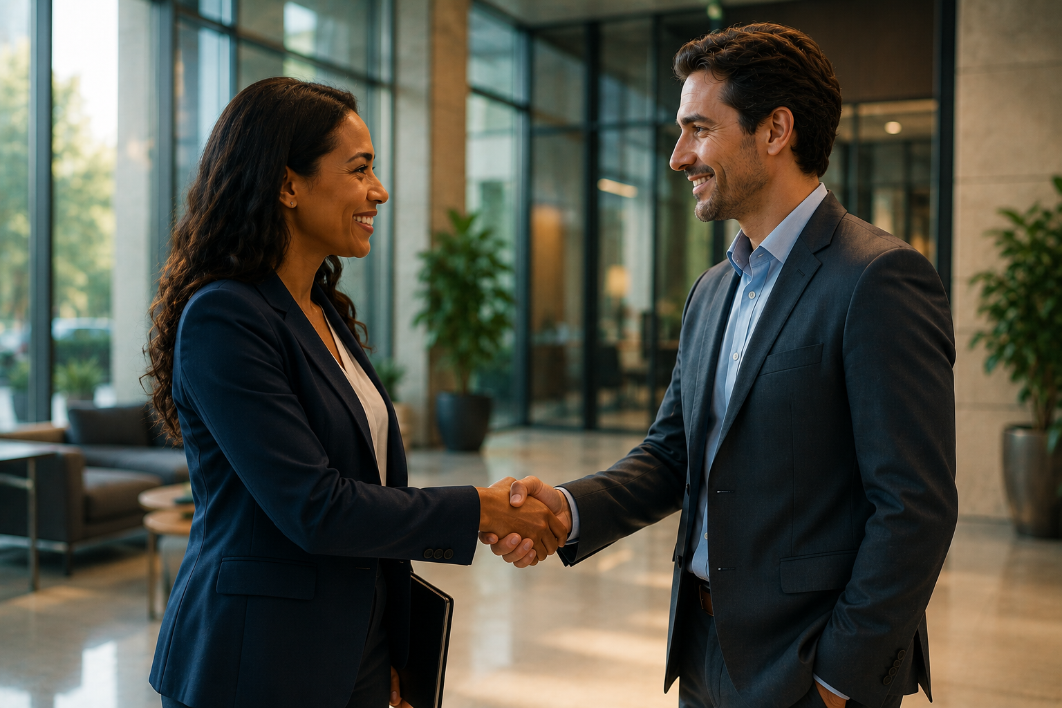 Affiliate manager shaking hands with a trusted partner