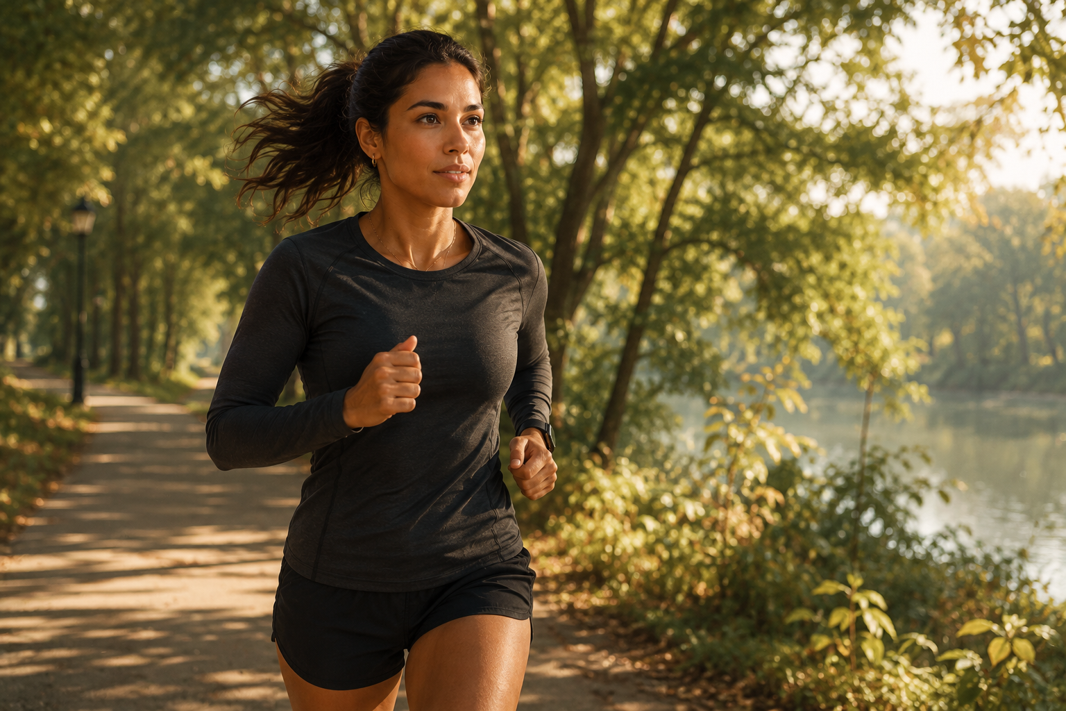Person engaged in outdoor fitness activity