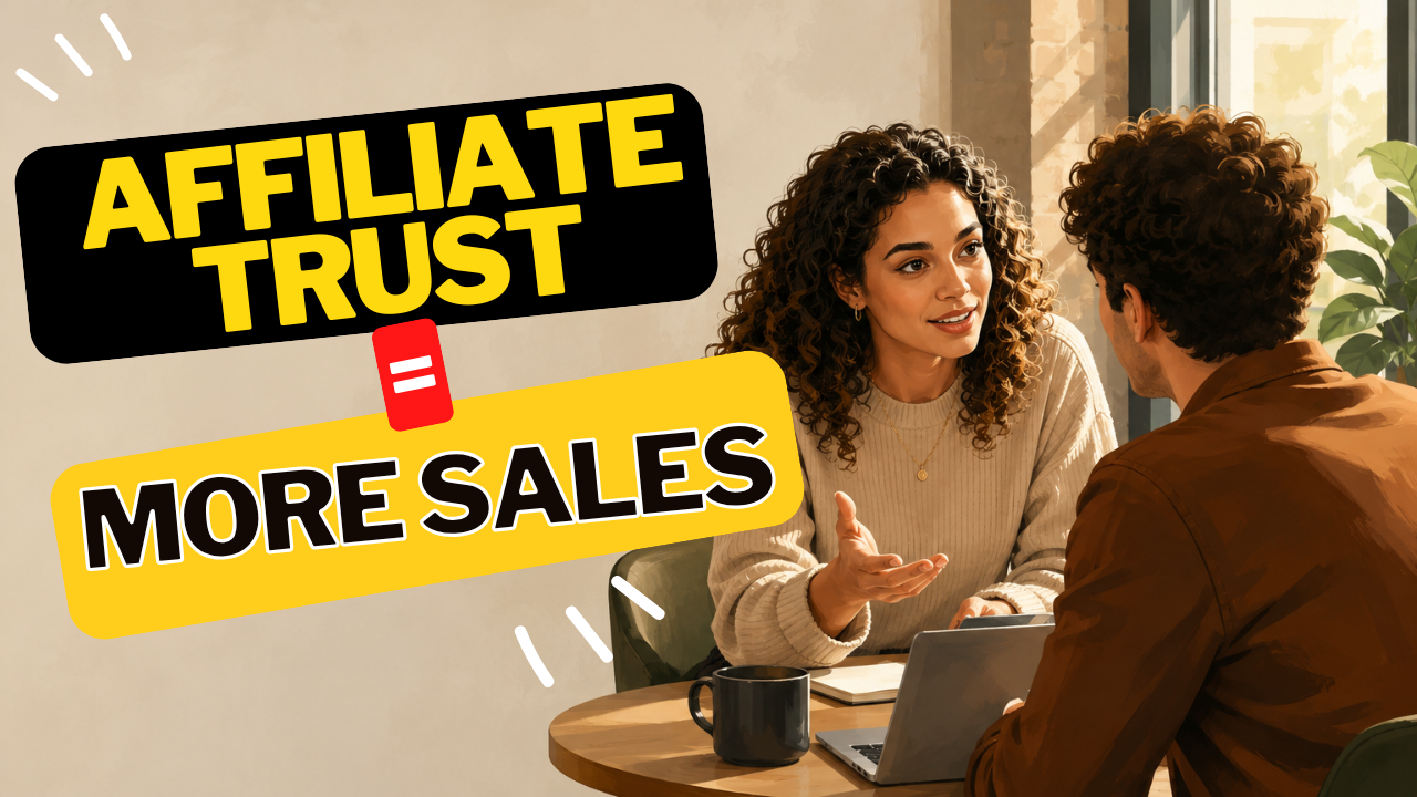 Affiliate manager leaning across a small table toward an affiliate partner in a relaxed conversation, warm natural light, subject offset to the right with open space on the left
