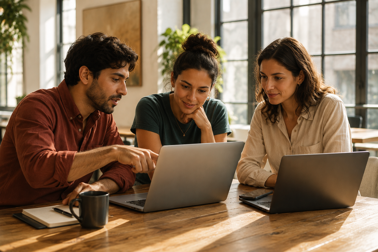 Group of people engaged in online learning