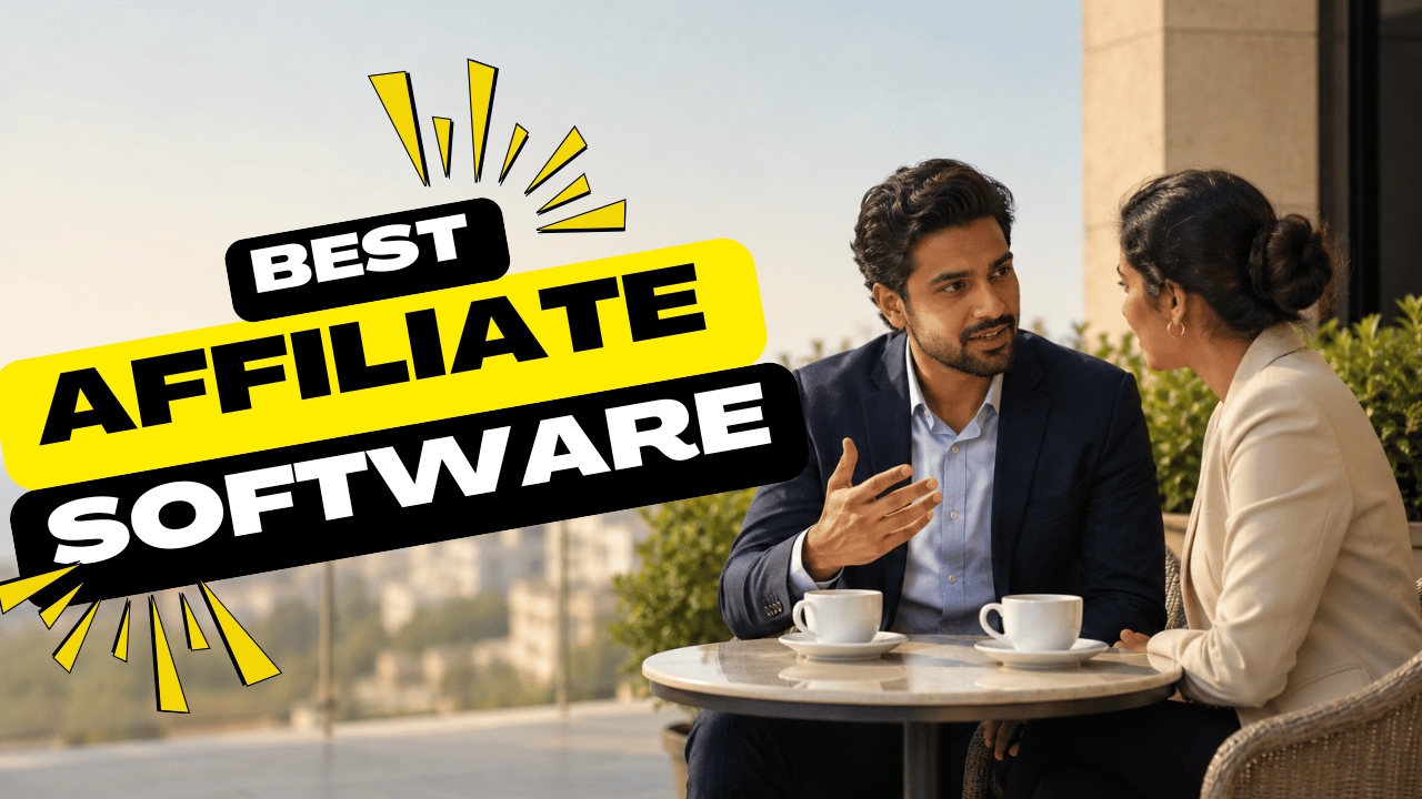 Two consultants talking over coffee on a hotel terrace