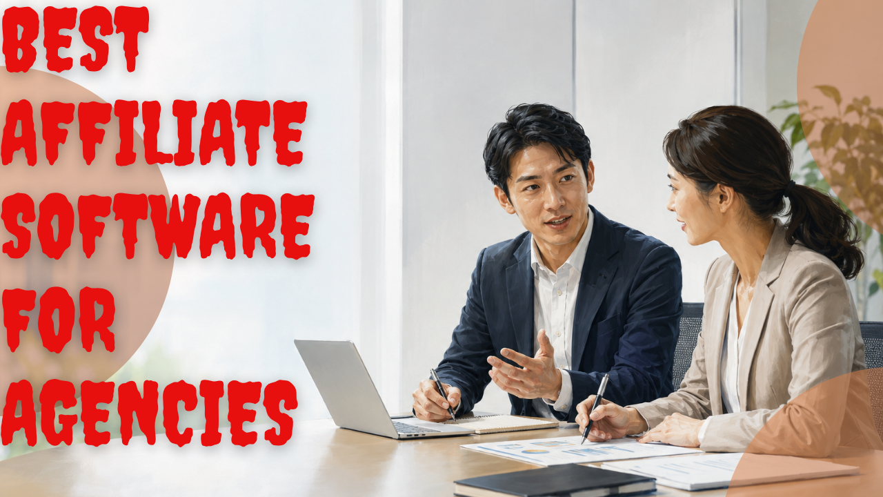Two agency teammates comparing client affiliate program notes at a bright conference table