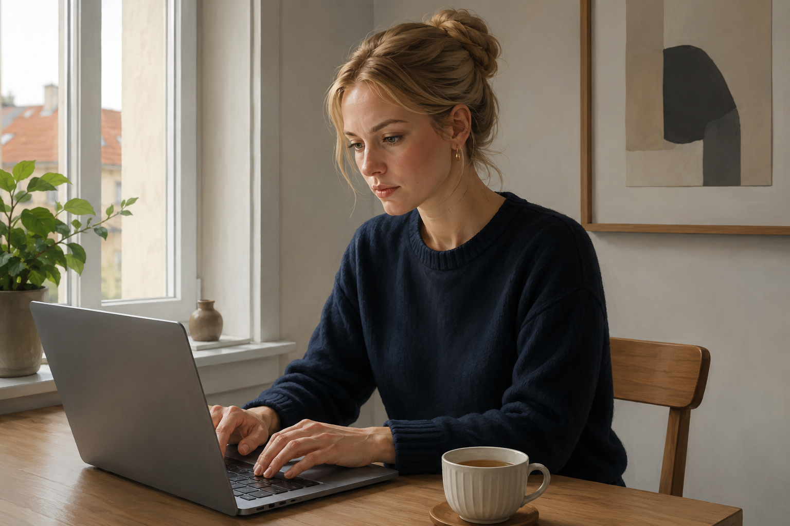 Person building a niche website on a laptop at a desk