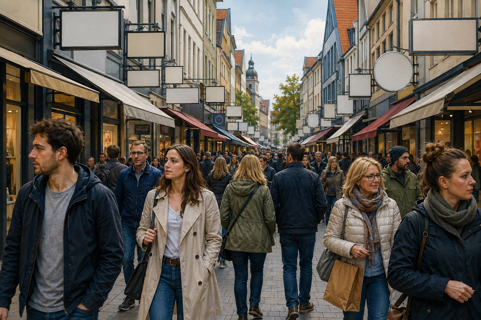 Crowded street illustrating a competitive search results page