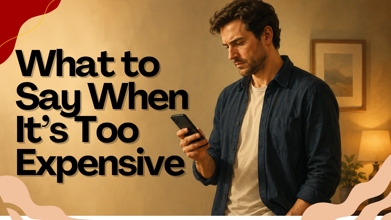 A person holding a phone looking thoughtful while a friend explains the value of a product