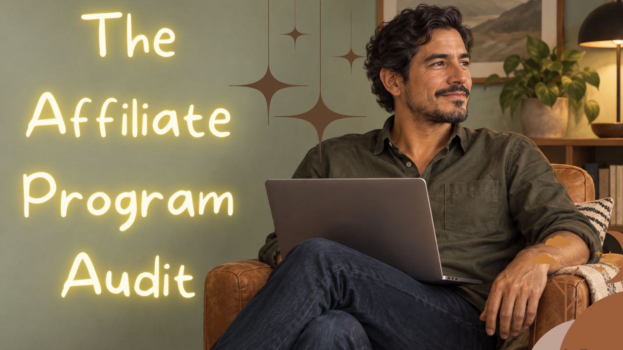 Business owner reviewing affiliate program data with AI assistance