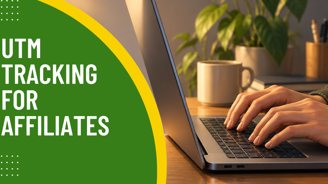 Affiliate manager reviewing tagged partner links on a tablet while standing
