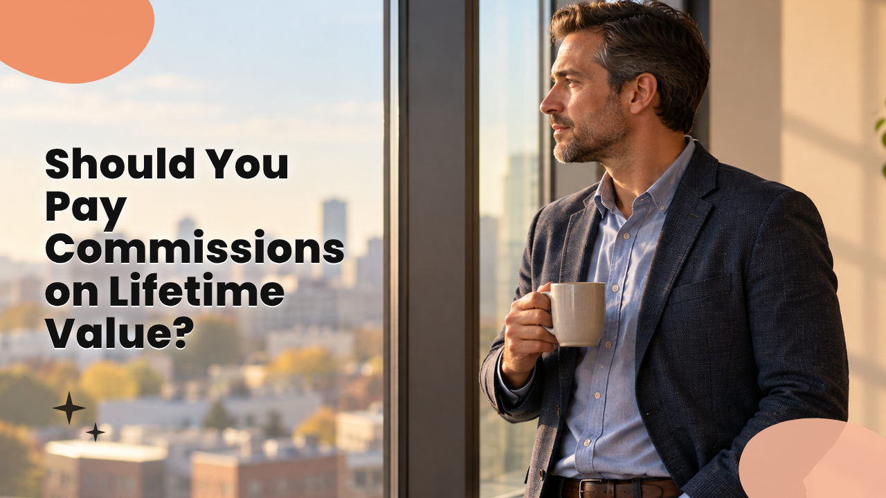 Business owner standing at a window with coffee, thinking