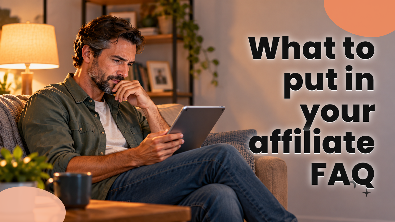 Affiliate reading a program FAQ page on a tablet