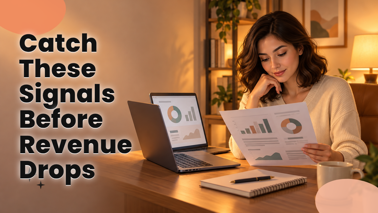 Affiliate manager reviewing a dashboard of program numbers at a desk