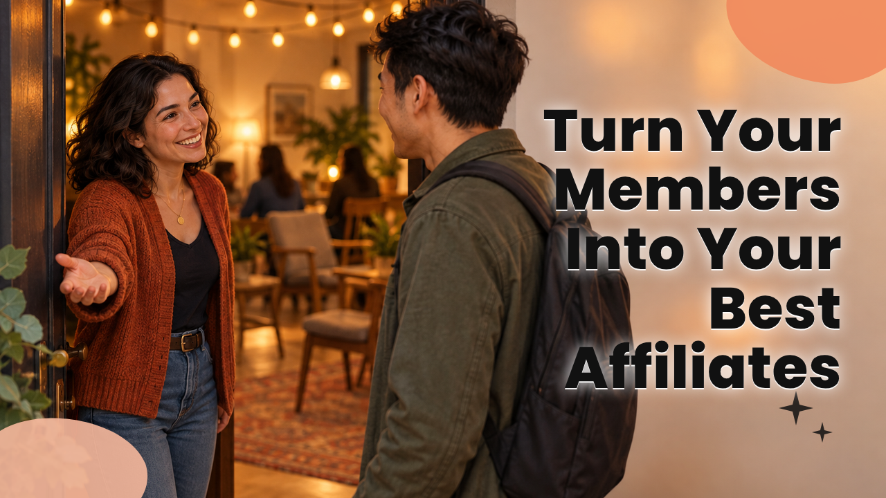 Community host greeting a new member at a small local meetup