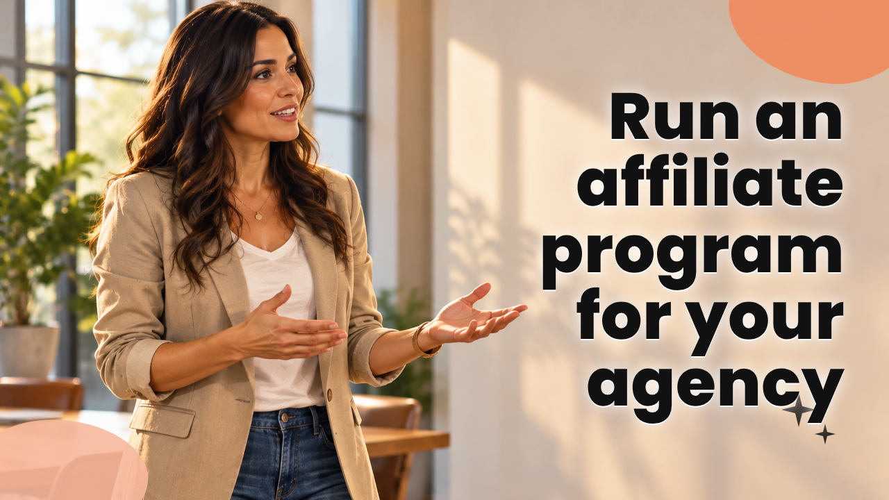 Agency owner shaking hands with a referral partner in a bright office lobby