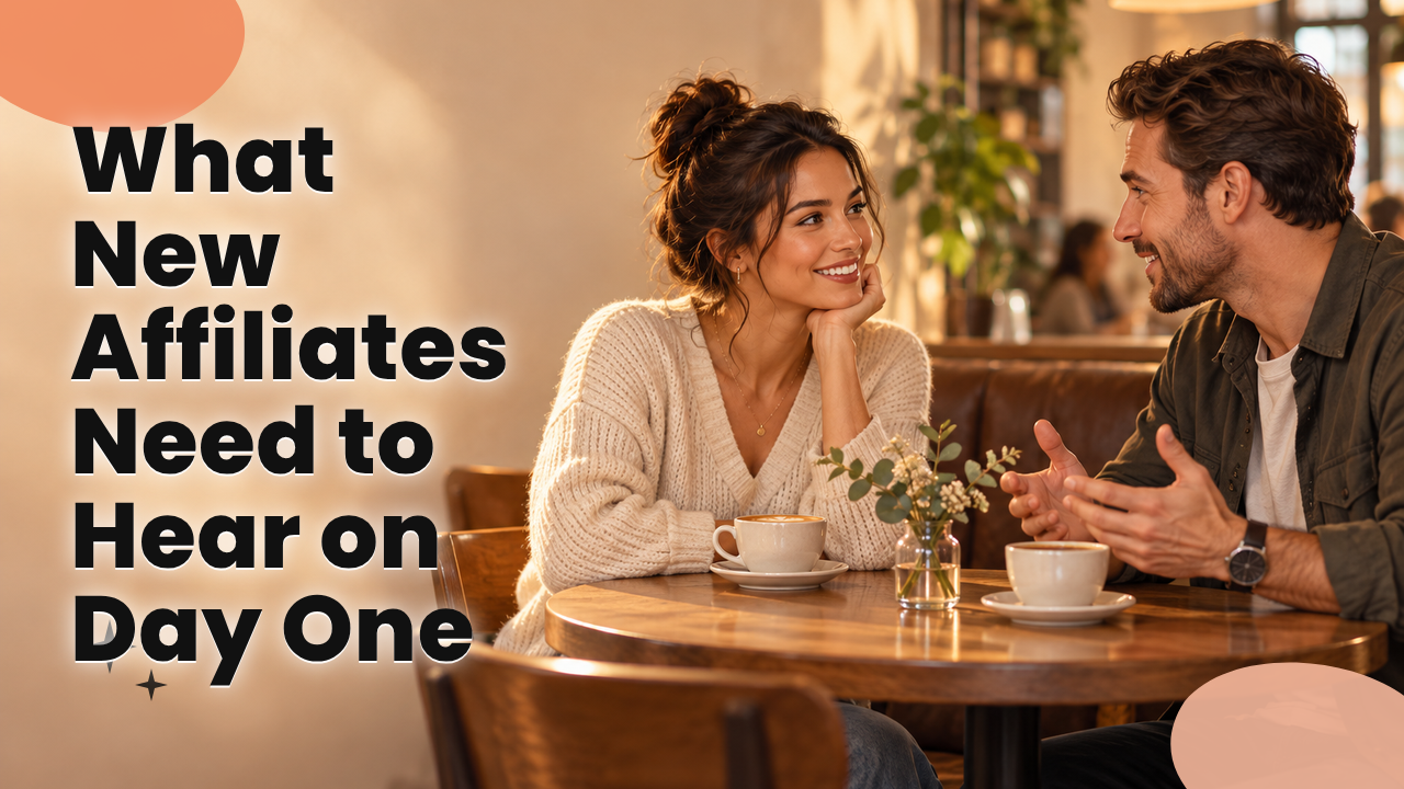Affiliate manager welcoming a new affiliate over coffee