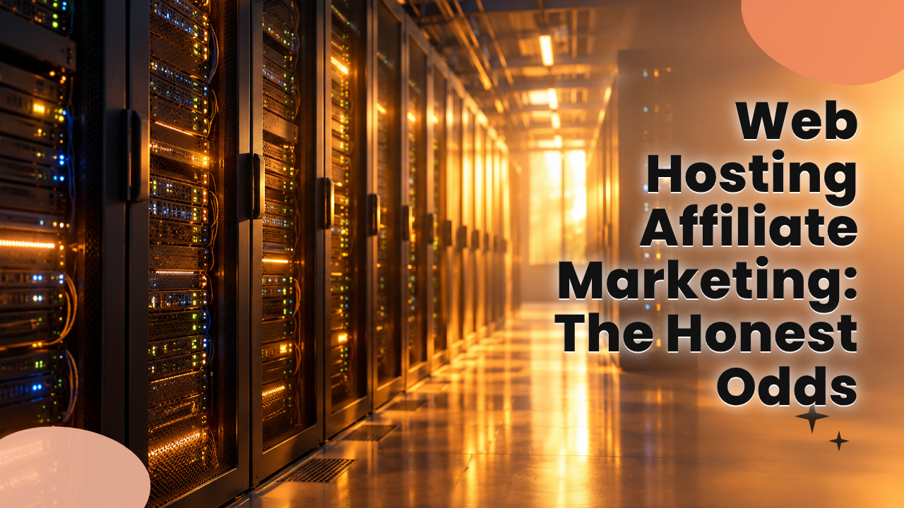 Long server room aisle lit in warm amber light with rows of racks fading into the distance, open space on the right