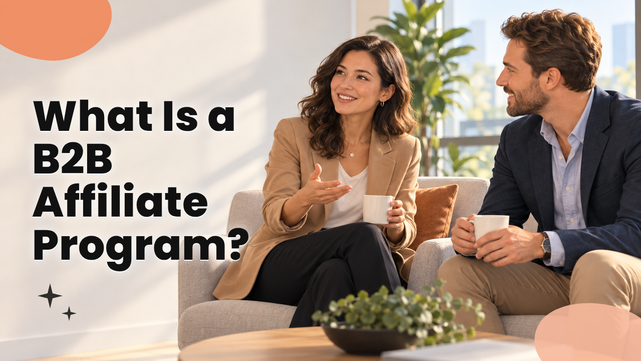 Two business partners talking over coffee in a bright office lounge