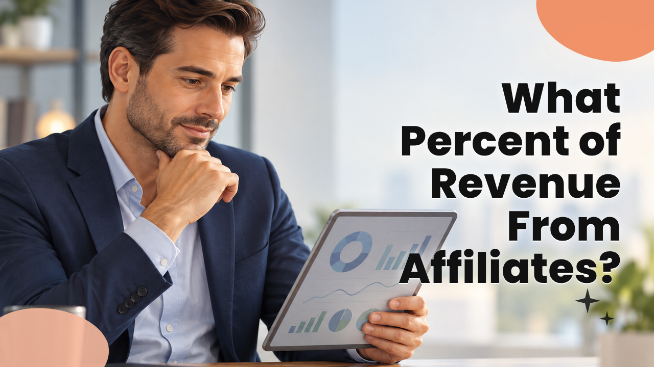 Business owner reviewing affiliate program performance in a bright office